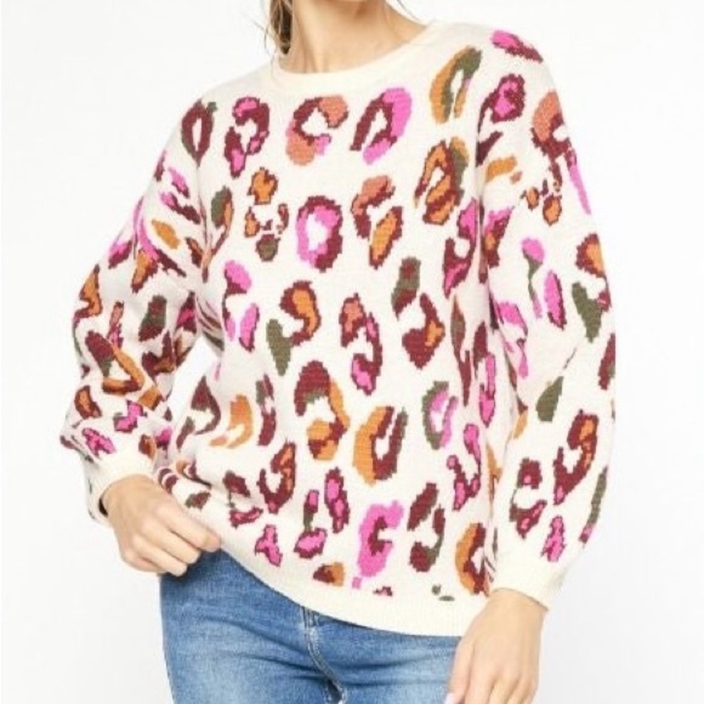 NWT Entro Leopard Print Sweater